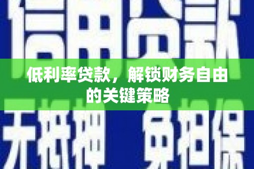 海北低利率贷款，解锁财务自由的关键策略