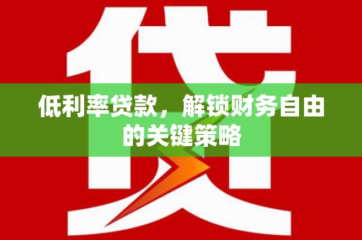 海北低利率贷款，解锁财务自由的关键策略