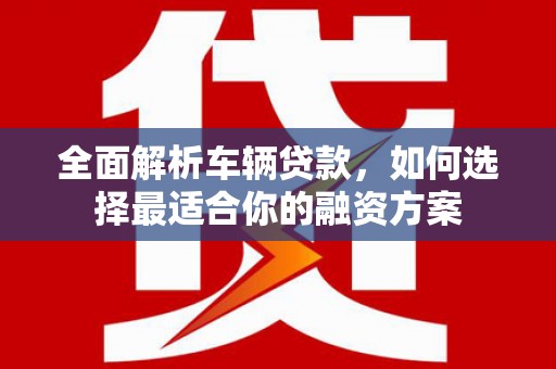 海北全面解析车辆贷款，如何选择最适合你的融资方案