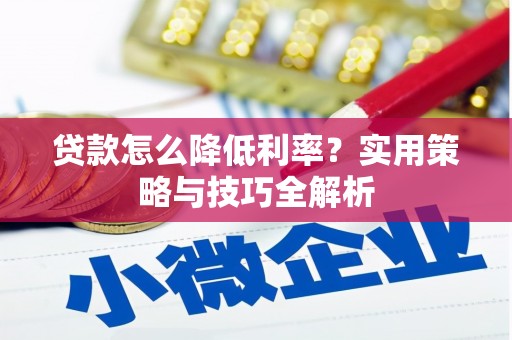 海北贷款怎么降低利率？实用策略与技巧全解析